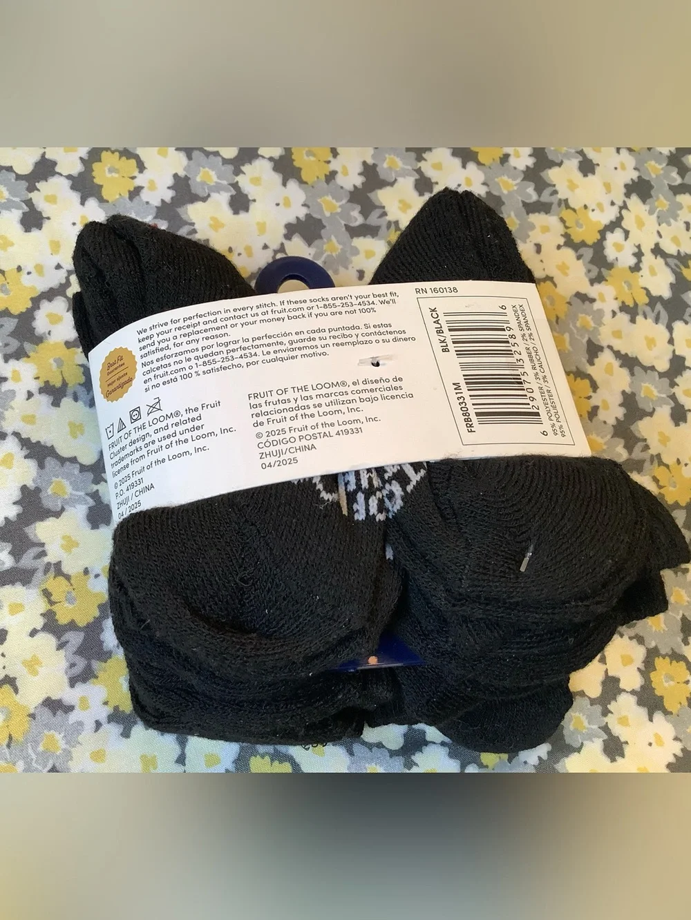 Fruit of the Loom Black Boys' Mid-Crew Athletic Socks - Classic Collection